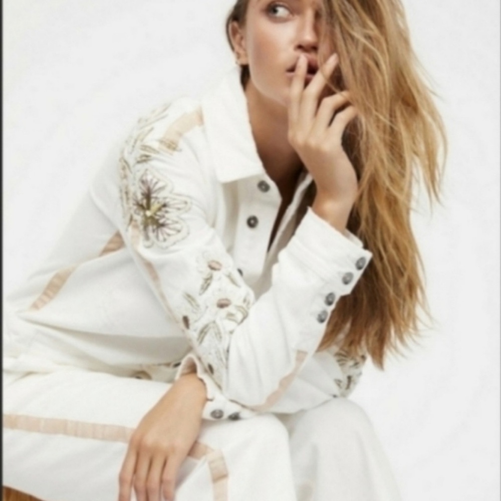 Free People Embroidered Beaded Jumpsuit